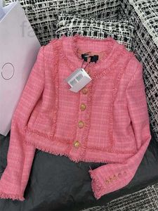 Dames Jackets Designer 2024 Early Spring Nieuwe Luxe Socialite Pink Handmade geweven Tassel Edge Gold Buckle Short Jacket voor vrouwen 5T5W