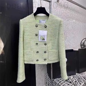 Designer des vestes pour femmes 2024 début de printemps Nouveau nanyou cha élégant petit vent parfumé double pace à pockée verte laine en laine courte vpw6