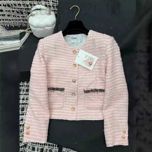 Dames Jackets Designer 2024 Early Spring New Nanyou Cha Age Reduceren elegantie beroemdheid roze stripe zak geweven korte jas voor vrouwen VXVZ