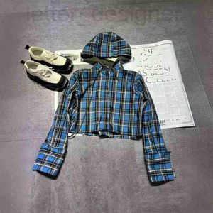 Dames Jackets Designer 2024 Early Spring Nieuwe modieuze zoete coole mouwen geborduurd contrast geplaid plaid capuchon short jas voor vrouwen xmfg