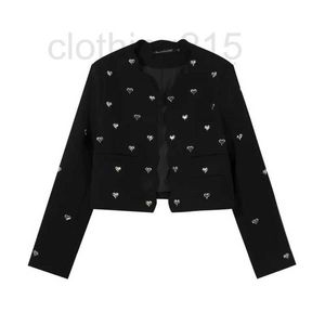 Dames Jackets Designer 22 Autumn en Winter Small Metal Love Tweed Black veelzijdige jas Xffo