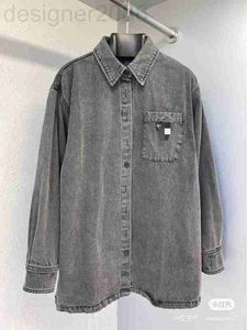 Damesjacks Designer 22pd Smoke Gray Denim Shirt is CLSSIC -stijl die Fshionble lossloos kleerde. Het stright tube -versie. niet selectieve iywi