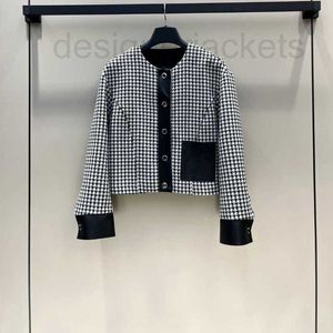 Vestes pour femmes Designer 23 Automne Nouveau Tempérament polyvalent Style de célébrité Mille oiseaux Checker Combinaison en cuir Simple et mince Manteau pour femmes VQVS