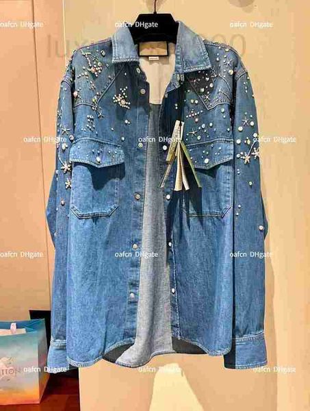 Vestes pour femmes Designer 23SS Veste Printemps Nouvelle Mode Star Blogger Perlé Denim Manteau Importé Coloré Diond Top De Luxe QO2S