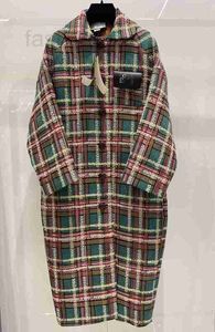 Dames Jackets Designer 24 Autumn/Winter Celebrity Style modieuze losse wollen plaid contrast kleur wollen jas 2hjs