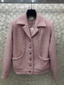 Vestes de femmes Designer Automne et hiver Nouvelles femmes Mode douce et douce Tissage épais Tweed Twill Strass Manteau pour femmes G5BD