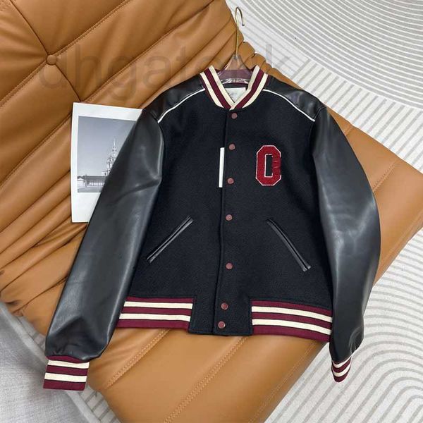 Chaquetas de mujer Marca de diseñador 2023 Otoño Nueva gama alta Alfabeto Combinación de cuero Moda Versátil Chaqueta de béisbol Abrigo EG4E