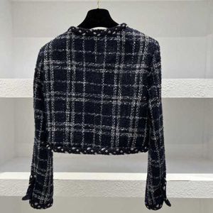 Dames Jackets Designer Brand 2023 Winter Nieuwe Chan Coarse Tweed Small Geurstijl Patroon Contrast Kleur Rondhals