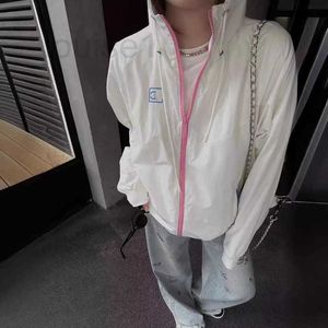 Dames Jackets Designer Brand 24 Early Spring Drawstring Hoodsed Witte roze ijs katoenen jas losse schouder mouwen winddicht en zonnebrandcrème Sprint TPEG