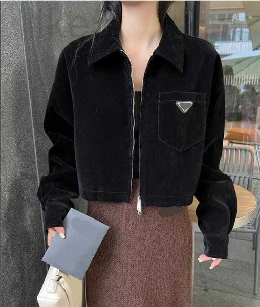 Vestes pour femmes Designer Brand 24 Velvet Short Zippered Jacket est polyvalent à porter à l'intérieur et à l'extérieur pendant l'hiver 1021 L0RZ