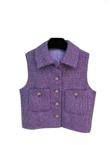 Damesjassen designer merk cha nel Walking the nieuwe op maat gemaakte tweed vestjas met lovertjes en blush broek is super chic Vest vest
