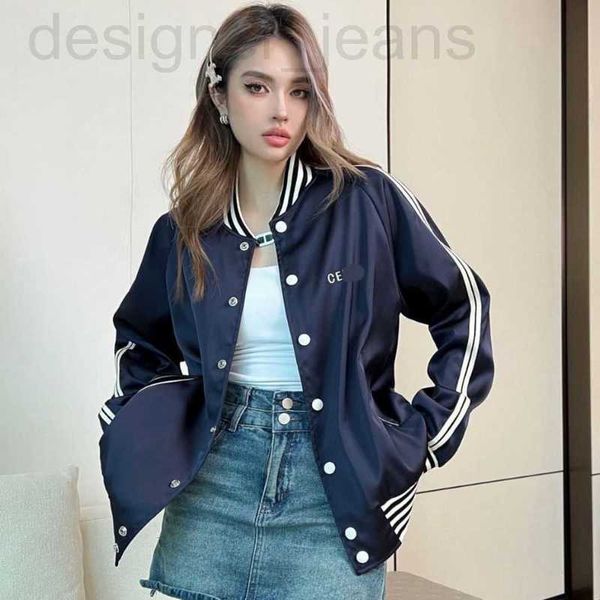 Chaquetas de mujer Diseñador CE * 2023 Otoño / Invierno Clásico Bordado Raya Stand Up Cuello Béisbol Jersey Chaqueta Abrigo Premium Versátil BWJB