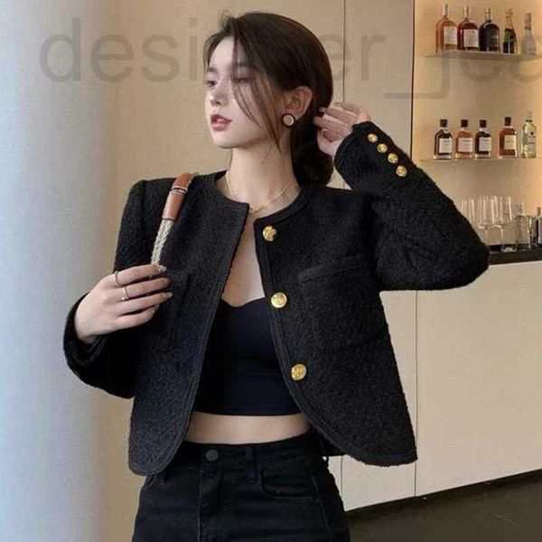 Vestes Femmes Designer CE * 23SS Automne / Hiver Nouveau Tricoté Bouton En Métal Noir Costume Manteau Petit Clip En Coton Cardigan Épaissi 4K1Y