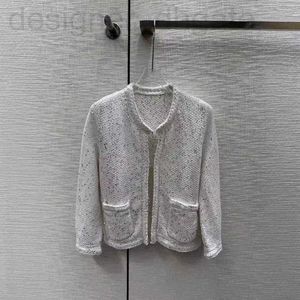 Dames Jackets Designer Celebrity Style Knitted Sweater voor vrouwen in de lente/zomer 2024, New Xiaoxiangfeng zware industrie Sequin Cardigan D8CZ