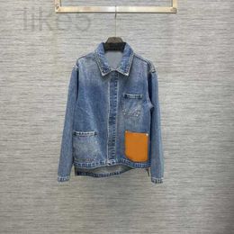 Chaquetas de mujer Diseñador Denim Abrigo de solapa de manga larga El color básico y clásico se ve muy avanzado Simple 02G6