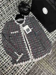 Dames Jackets Designer Early Autumn Nieuwe High Class Handicraft Workshop Chic Tweed Jacket vier pocket kleur matching Camellia White Edge Coat 6YLB
