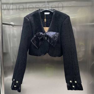 Damesjassen designer elegante zwarte damesjas jas luxe design strik designer cropped lange mouw lente bovenkleding 72BI