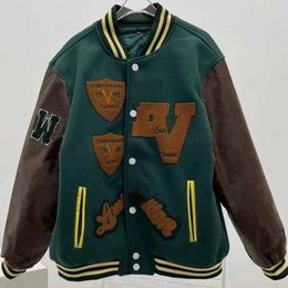 Damesjassen Designer Luxe kwaliteit 22SS Patchwork Leather Jackets Mode geborduurd Muay Thai Letters Heren en Dames Baseball Jacket96YM
