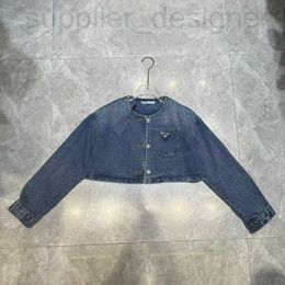 Designer de vestes pour femmes Nanyou 2023 automne new Wear triangle étiquette étiquette flip collier denim veste mode