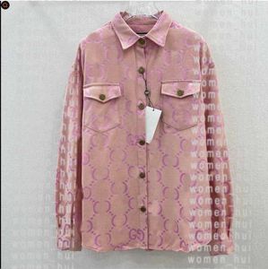 Damesjassen ontwerper Roze shirt ontwerper GG Letter volledig bedrukt jacquard denim overhemdjack voor dames 24 vroege lente nieuwe losse veelzijdige top met lange mouwen 00ZY