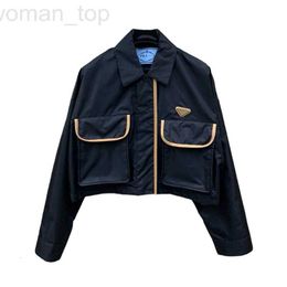 Le créateur de vestes pour femmes PRA est le nouveau cou de polo manteau courte avec un panneau de couleur de couleur de couleur de poche en cuir pour le loisir urbain South Oil DJ60