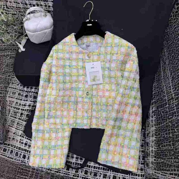 Designer des vestes pour femmes printemps et été nouveau ch nanyou gaoding célébrité xiaoxiangfeng mode simple coloré coloré épais tweed rond coul manteau courte yvm6