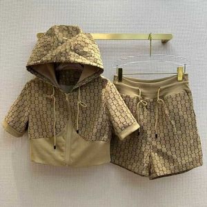 Damesjassen ontwerper Zomer nieuwe letter jacquard set korte rits capuchon korte mouwen hoodie top shorts tweedelig damesmode G letter bedrukt jacquard