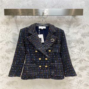 Damesjassen Designer dames meisjes vintage tweed designer blazer peacoat op maat gemaakte jas jas 2022 milan runway merk luxe jurk letter broche tops pak V27V