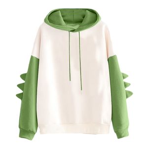 Damesjacks dinosaurus hoodie vrouwen oversized cartoon mode sweatshirt casual print kleur blok dikker winter dino tops 230131