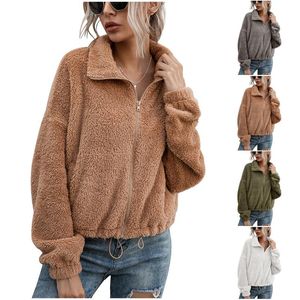 Damesjassen dubbelzijdig fleece dames jas Harajuku pluche warme winter jas Koreaanse studenten meisjes ritssluiting casaco femininowomen's