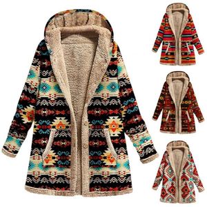 Women's Jackets Drop Women Coat Ethnic Style Single Breasted Autumn Winter Warm Hooded Jacket For Office