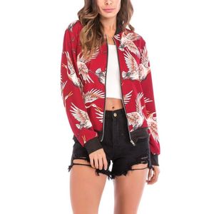 Damesjacks Dropship 2023 Aankomst Bird Print Blouse Fashion Baseball jas Zipper Cardigan Jacket S Freeship 50