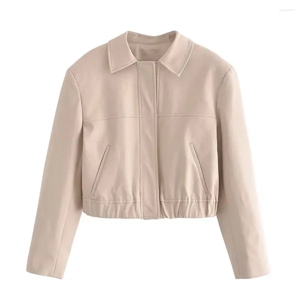 Vestes pour femmes début d'automne mode tempérament rétro décontracté tout-match revers à manches longues court Bomber veste manteau