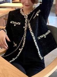 Vestes féminines Elegant Lady Woolen Short Sorwear French Small Fragrant Tweed Jacket Mabe pour le printemps Automne Mode coréenne