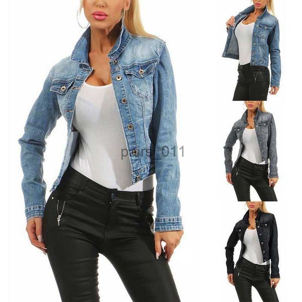 Chaquetas de mujer Jeans de lavado desteñido Mujer Denim Azul Negro Damas Marca coreana 240305