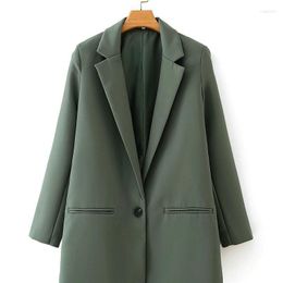 Chaquetas de mujer Otoño 2022 Europa y los Estados Unidos Verde militar Color puro 27650 Un grano de hebilla Traje de mujer