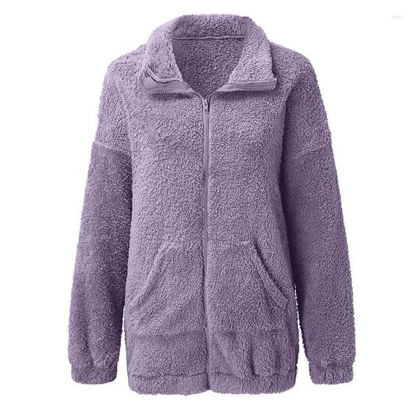 Chaquetas de mujer moda ropa de invierno otoño para mujeres tweed tweed chaqueta de abrigo de vellón damas casuales de manga larga cárdigan elegante para