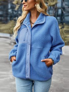 Damesjacks Fashion Autumn Winter Sports Jacket Rapel Kraag Volle mouw Single Breasted All Match Versatile Chic Coat Top