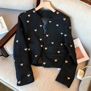 Vestes Femmes Mode Marque Tweed Pour Femmes 2024 Designer O-Cou À Manches Longues Manteaux De Laine Automne Hiver Outwear Vintage Coréen