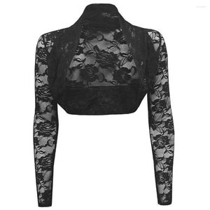 Vestes pour femmes mode coréenne dentelle recadrée femmes manteau printemps été manches longues gothique boléro haussement d'épaules femme Cardigan Outwear