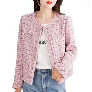 Damesjacks mode roze zoete chi korea -versie kleine geurige korte jas lente herfst dames jas tops