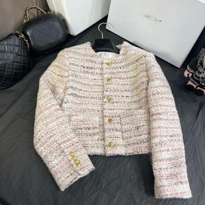 Vestes pour femmes Mode Petit Parfum Couleur Contraste Manteau tissé 2023 Automne O Cou À Manches Longues Tweed Simple Boutonnage Élégant Veste Décontractée 231129