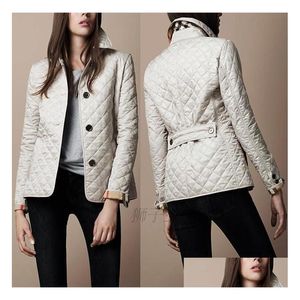 Vestes pour femmes Fashion-Wholesale - Veste pour femmes simple automne rembourré manteau décontracté mode plaid matelassé papiers Drop Delivery Apparel Dhh3G