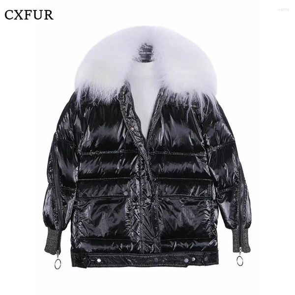 Chaquetas de mujer Moda Mujer Down Jakcet con cuello de piel de cordero real CX-G-D-17A