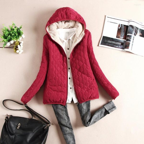 Chaquetas de mujer Moda Mujer Abrigo con capucha de invierno Abrigos largos Delgado Otoño Chaqueta básica Ropa de abrigo femenina Niñas cortas