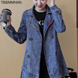 Damesjassen mode dames jas lente herfst denim jas vrouwelijke Koreaanse versie casual losse windbreaker jeans plus maat lange mouw 230811