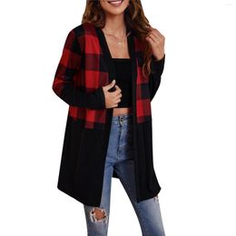 Damesjassen vrouwelijke jas volwassenen eland/plaid print lange mouw vestiging jas blouse voor lente herfst winter s/m/l/xl/xxl