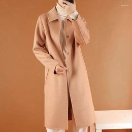 Chaquetas para mujeres moda femenina abrigo de lana de doble cara mediana larga rodilla longitud de cachemir