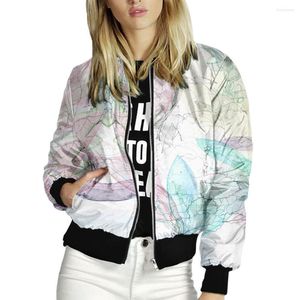 Jackets de mujeres Zipper Femenino Jacket de mujeres Tops Fashion Street Style Impresión de manga larga Agrupación de béisbol Slim Short Fin Lady