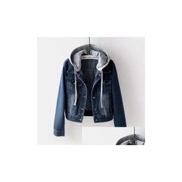 Damesjassen Fleece Warm Winter Jean Jacket vrouwelijke zakken knop zachte codeed bovenkleding mode slanke denim jassen voor drop levering otkns